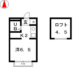 プラザドゥカルモ 1Kの間取図画像