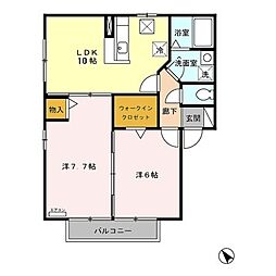 サンパティークB館 2LDKの間取図画像