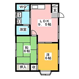 サンシャインツノダ 2DKの間取図画像