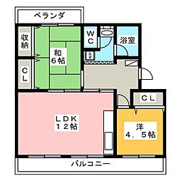 原田マンション 2LDKの間取図画像