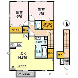 リッカティル 2LDKの間取図画像