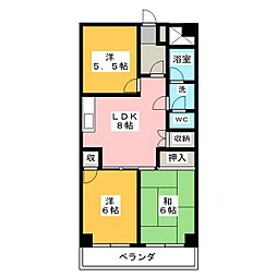 パールマンション2 3DKの間取図画像