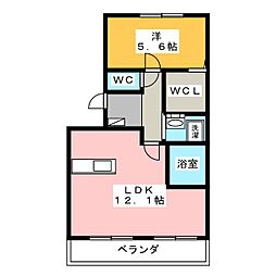 グレイスヴィラ参番館 1LDKの間取図画像