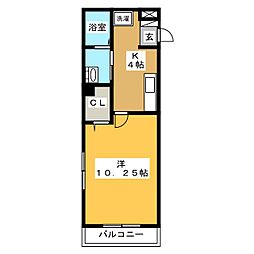 エスポア 1Kの間取図画像