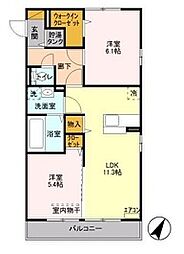 グランマルニエ 2LDKの間取図画像