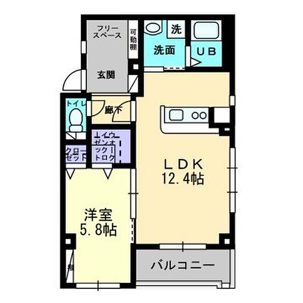 フォブール平和通 204｜愛媛県松山市平和通3丁目(賃貸マンション1LDK・2階・47.18㎡)の写真 その2