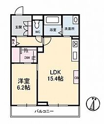 Kanon岩崎 3階1LDKの間取り