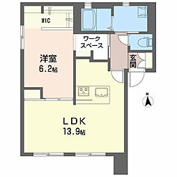 アピア古川北 1階1LDKの間取り