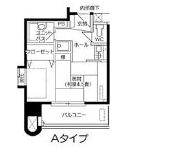 ヴィラフリーデ平和通 1DKの間取図画像