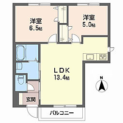 シャーメゾンエコスタイルはりた 2LDKの間取図画像