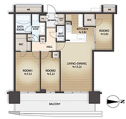 アーバンドックパークシティ豊洲タワーA 3LDKの間取図画像