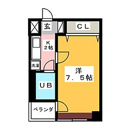 ステューディオ27 8階1Kの間取り