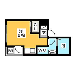 スコレーハイム ワンルームの間取図画像