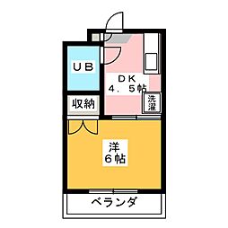 ウッドハイム清和 1DKの間取図画像