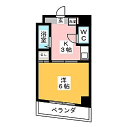 メイゾンチュトワイエ鶴見 1Kの間取図画像