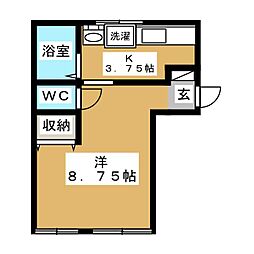 ダイヤモンドビル 1Kの間取図画像