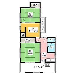 北村アパート 3Kの間取図画像