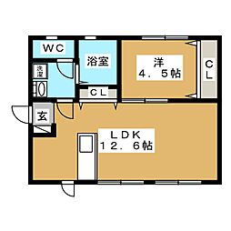 ミューズ白ゆり 1LDKの間取図画像