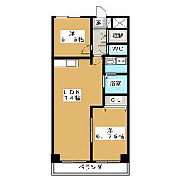 ヴェルドミール寺尾 2LDKの間取図画像