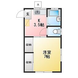 大山ハイツ 1Kの間取図画像