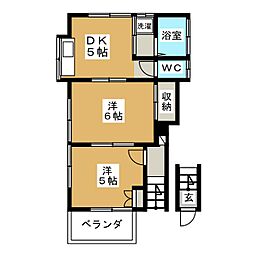 ハイツY・K 2DKの間取図画像