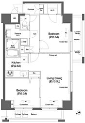 プラウドフラット鶴見1 2LDKの間取図画像