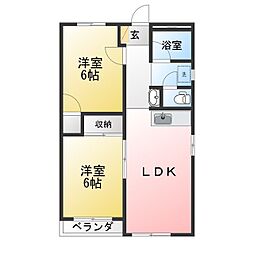 大塚第1マンション 2LDKの間取図画像