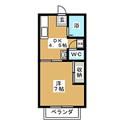ドエル寺尾 1DKの間取図画像