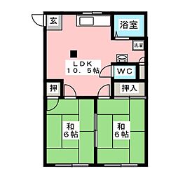 いづみハイツ 2LDKの間取図画像