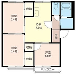 サンシティK 3DKの間取図画像