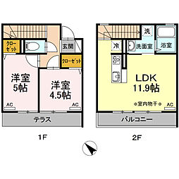 ソワニエ松が岡 2LDKの間取図画像