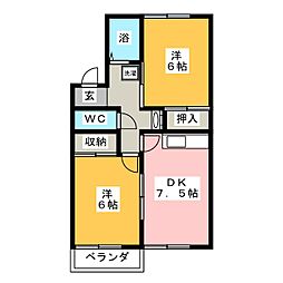 プロミエン 2DKの間取図画像