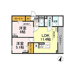 コーラルリーフ湘南辻堂 2LDKの間取図画像