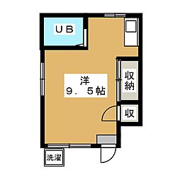 アロフト寛西 2階ワンルームの間取り