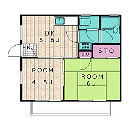 モンテハイツ 2階2DKの間取り