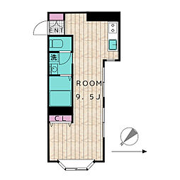 シルキーハウスウチダ 2階ワンルームの間取り