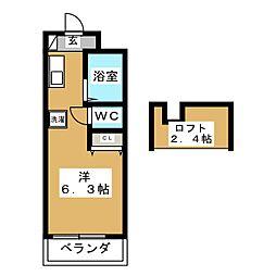 ベイルーム上大岡 1階ワンルームの間取り