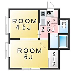 シャルルカツマタB 2Kの間取図画像