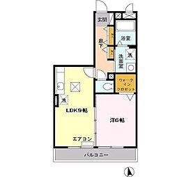スカイヒル横濱六ッ川Ｂ棟 3階1LDKの間取り