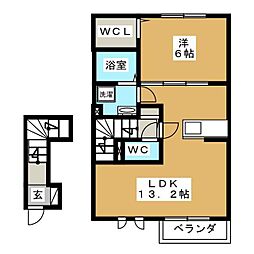 ＢＬＥＳＳ港南台 2階1LDKの間取り