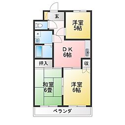 弘明寺パークコート 3DKの間取図画像