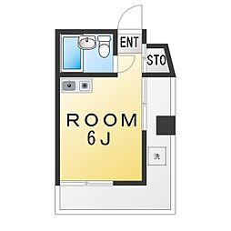 上大岡西タナベビル ワンルームの間取図画像