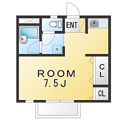 コンフォート・フジ ワンルームの間取図画像