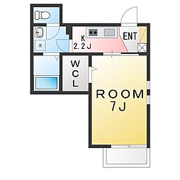 ウィステリア 1Kの間取図画像