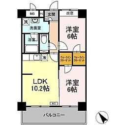 ハートヒルズ上大岡 2LDKの間取図画像