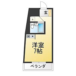 マンキンフ港南中央通 ワンルームの間取図画像
