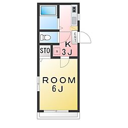 プランドール弐番館 1Kの間取図画像