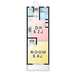 ビィラコートゆう 1DKの間取図画像