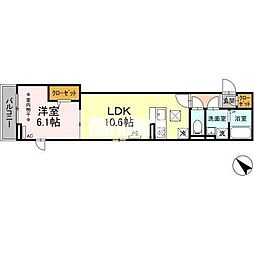 ウィスタリナ 1LDKの間取図画像