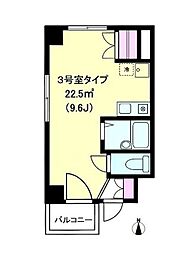 サンセール 2階ワンルームの間取り